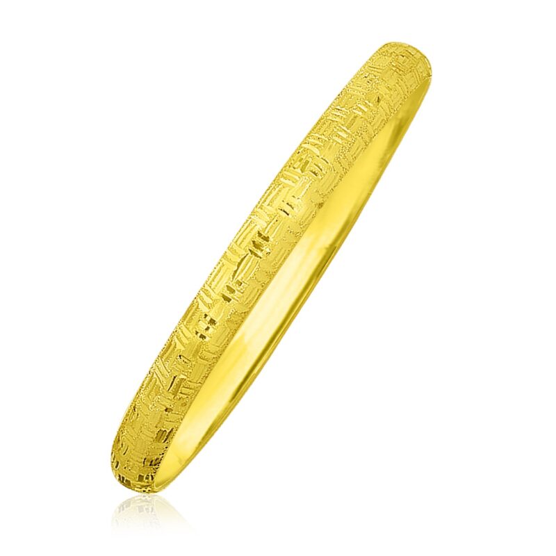 10k Yellow Gold Bangle Greek Pattern Textured (6.00 mm)