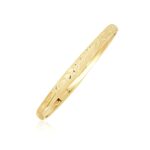 Florentine Bangle for Childrens 10k Yellow Gold Dome Diamond Cut (4.00 mm)