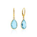 Blue Topaz Briolettes Drop Earrings Pear-Shaped 4k Gold