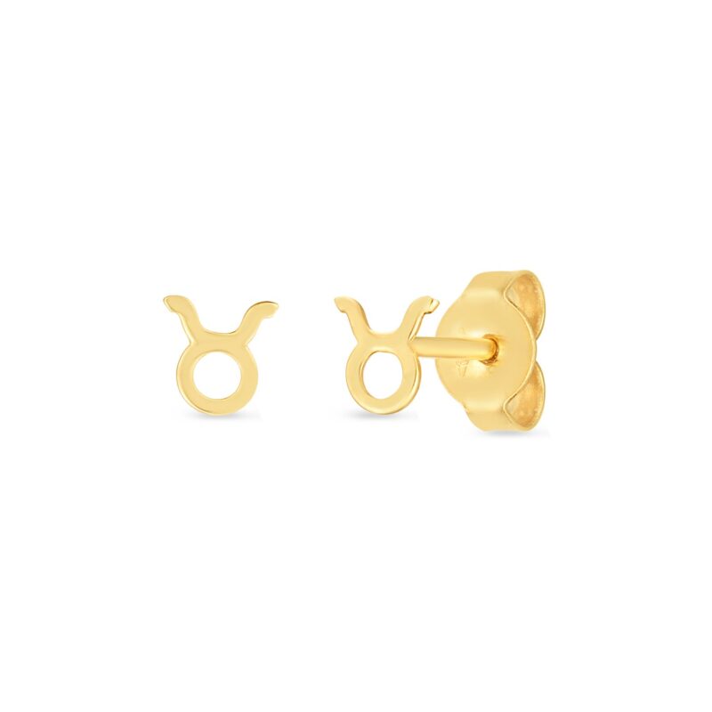 14K Gold Taurus Stud Earrings