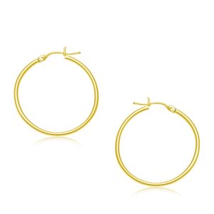 10k Yellow Gold Medium Hoop Earrings Polished (2x30mm)