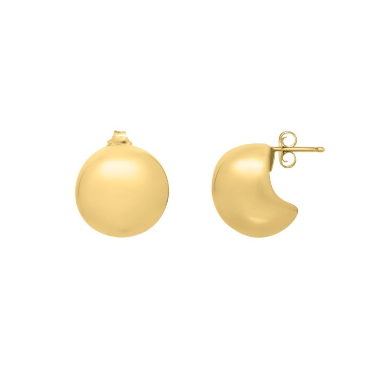Puffed Up Button Stud Earrings 14K Yellow Gold