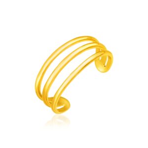Three Bar Toe Ring 14k Yellow Gold
