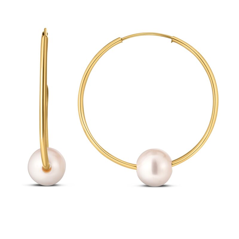 14k Yellow Gold Round Endless Pearl Earring (1x25mm)