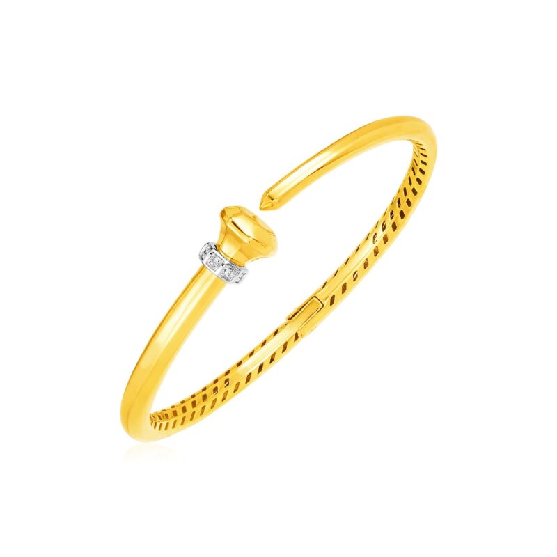14k Gold Hinged Bangle Bracelet with Diamonds (3.40 mm)
