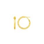 14k Yellow Small Gold Petite Twisted Round Hoop Earrings (3x10mm)