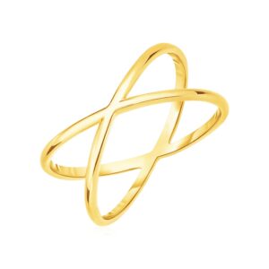 14k Gold X Ring Polished Profile yellow