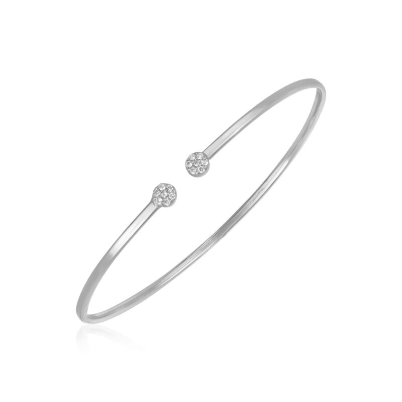 Diamond Cluster Bangle 14k White Gold High Polish (2.00 mm)