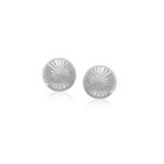 14k White Gold Textured Flat Stud Earrings (6mm)