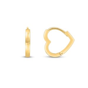 14k Gold Heart Huggie Hoops