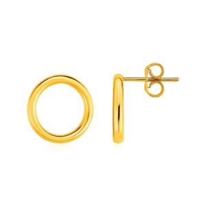 Open Circle Post Stud Earrings 14k Yellow Gold
