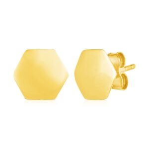 Hexagon Stud Earrings 14k Yellow Gold