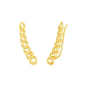 14k Gold Ear Climber Earring with Chain Links