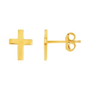 14k Gold Crosses Stud Earrings