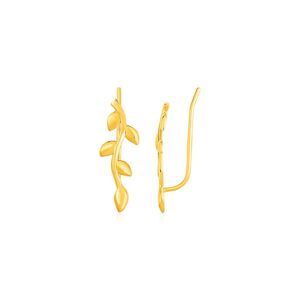 Leafy Branch Climber Earrings 14k Yellow Gold