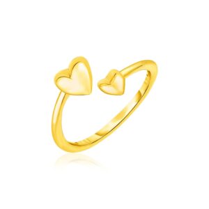 Polished Hearts Toe Ring 14k Yellow Gold Bypass Style