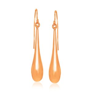 14k Rose Gold Long Teardrop Dangling Earrings