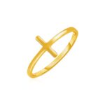 14k Gold Sideways Cross Ring
