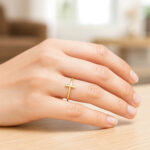 Real 14k Gold Sideways Cross Ring for Women