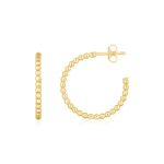 14K Yellow Gold Bead Hoop Earrings (2x23.4nn)