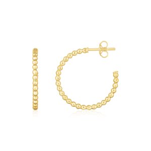 14K Yellow Gold Bead Hoop Earrings (2x23.4nn)