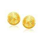 14k Gold Diamond Cut Flat Design Stud Earrings (8mm)