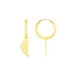 14K Gold Angel Wings Hoop Earrings