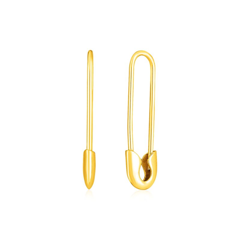 14k Solid Gold Safety Pin Earrings