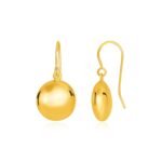 14k Gold Puffed Circle Drop Earrings
