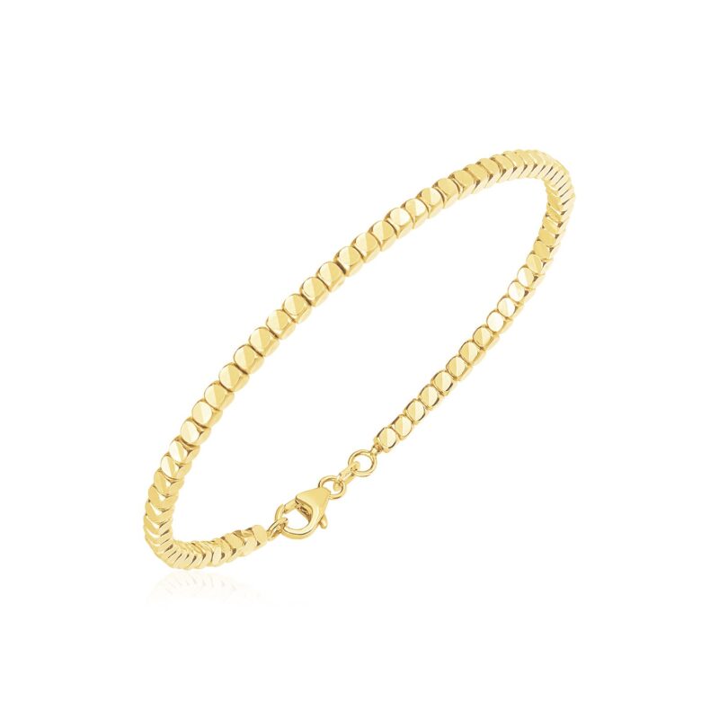 Bead Cuff Bangle 14k Gold High Polish (2.40 mm)