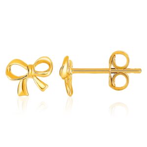 14k Gold Bow Stud Earrings