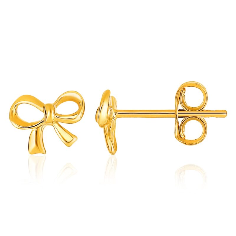 14k Gold Bow Stud Earrings