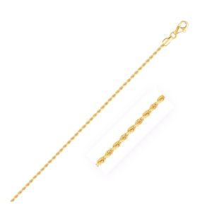 Rope Anklet Diamond Cut 10k Yellow Gold 2.0mm, 10k Gold ankle bracelet