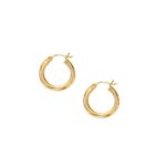 10kGold Polished Short Hoop Earrings (3x15mm)