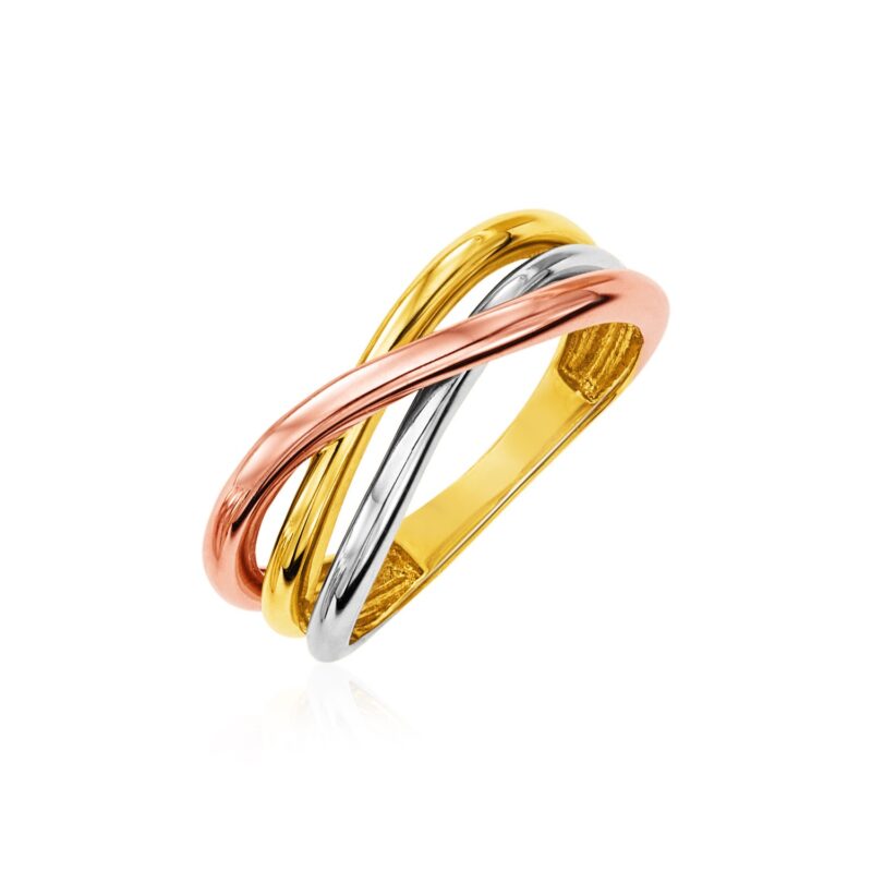 Twist Ring 14k Gold White, Rose and Yellow Tri Color (2.50 mm)