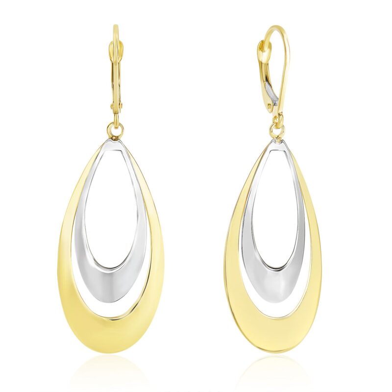 Graduated Open Double Teardrop Earrings 14k Two-Tone Gold