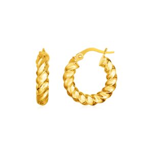 14k Yellow Gold Polished Twisted Hoop Earrings (3x11mm)