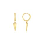 14K Gold Dangling Spike Drop Hoop Earrings