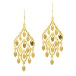 14K Yellow Solid Gold Chandelier Earring