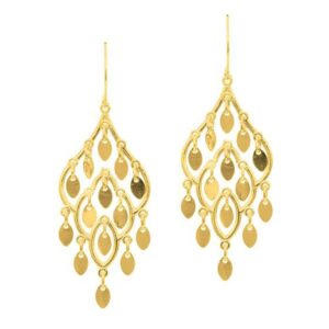 14K Yellow Solid Gold Chandelier Earring