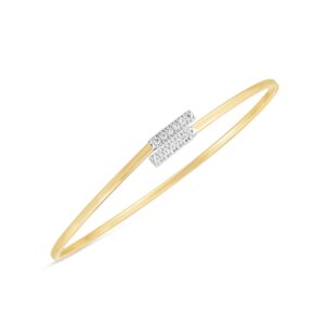 Diamond Bypass Bar Bangle 14k Two Tone Gold (2.00 mm)