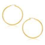 10k Yellow Gold Thin Small Hoop Earrings Polished (1.5x30mm)