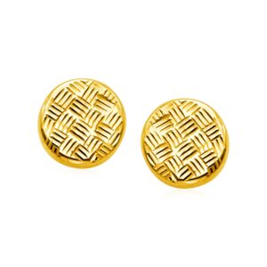 14k Gold Post Earrings with Textured Circles