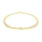 Open Heart Double Rolo Chain Anklet 10k Yellow Gold 2