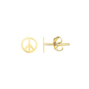 14k Gold Peace Sign Post Stud Earrings (6.9mm)