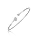 Diamond Cluster Bangle 14k White Gold High Polish (2 mm) cttw: 0.25