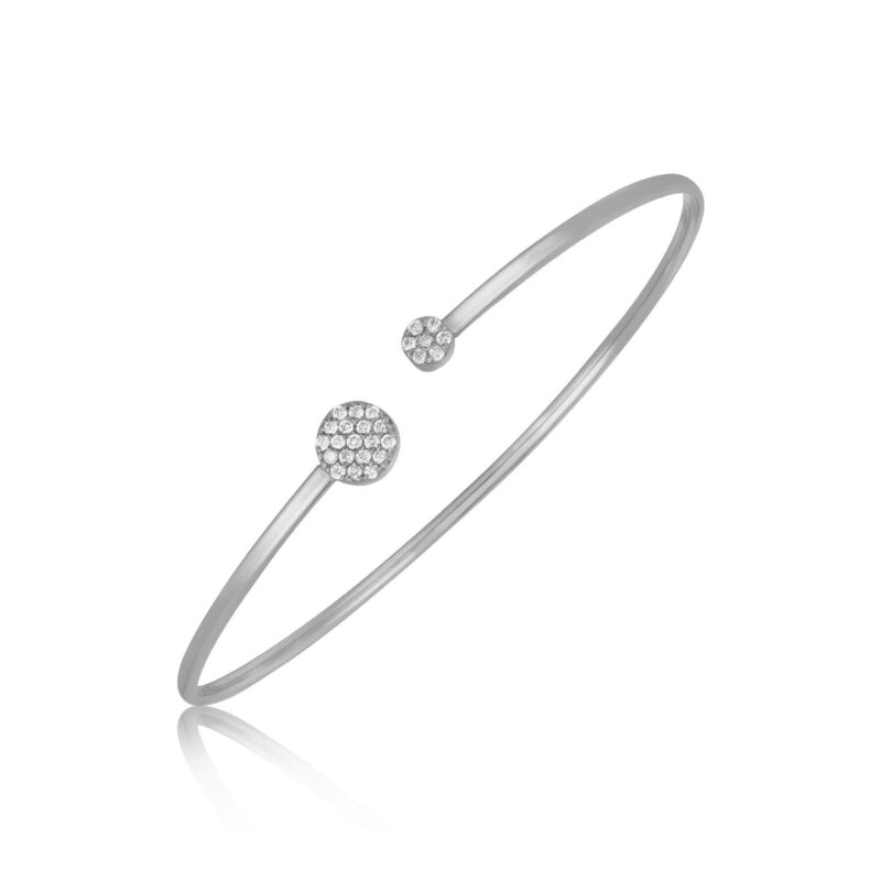 Diamond Cluster Bangle 14k White Gold High Polish (2 mm) cttw: 0.25