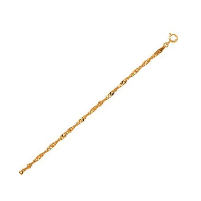 Singapore Chain Anklet 10k Yellow Gold 2.2mm
