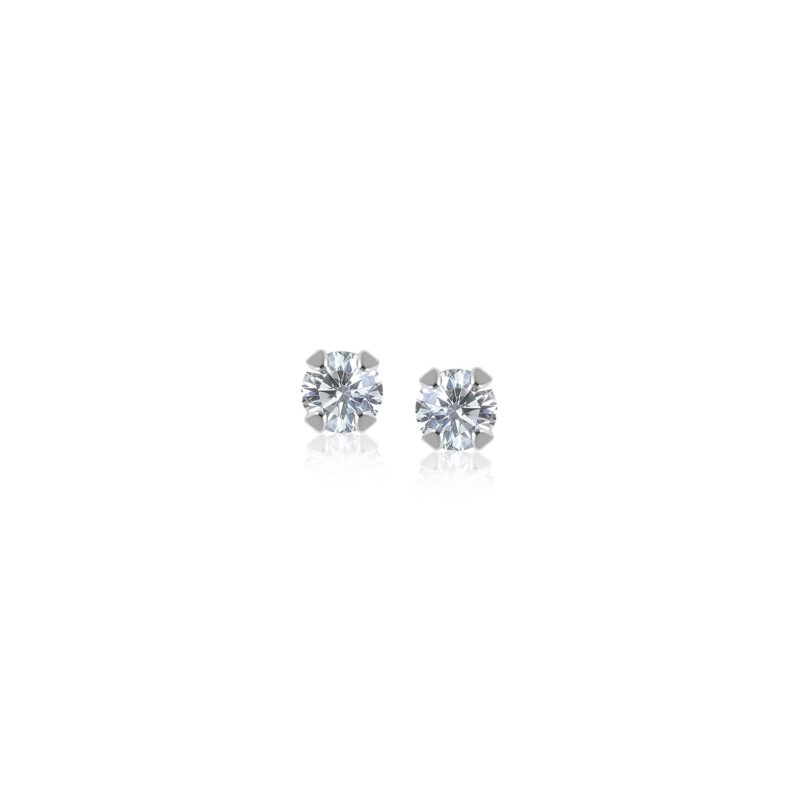14k White Gold White Cubic Zirconia Stud Earrings (2mm)