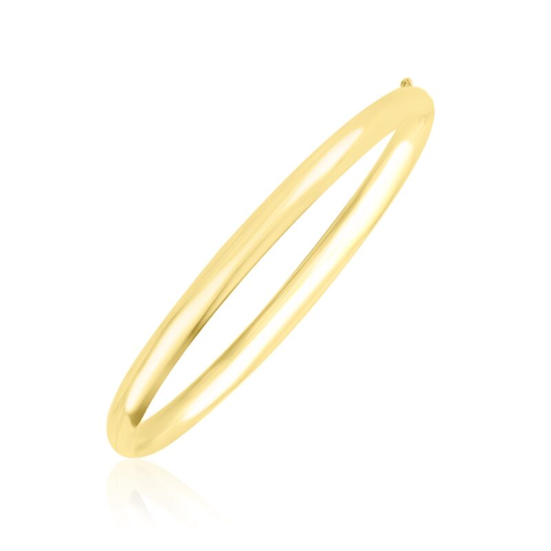 Shiny Bangle 10k Yellow Gold Dome Style (3.30 mm)
